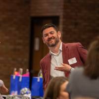 two people laughing